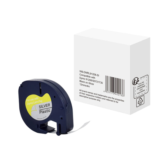 Schriftbandkassette Dymo S0721730 12 mm x 4 m (B x L) silber metallic schwarz