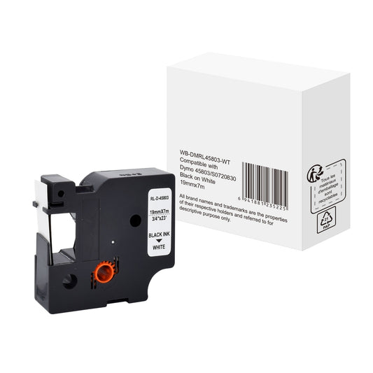 Schriftbandkassette DYMO S0720830 19 mm x 7 m (B x L) weiß schwarz