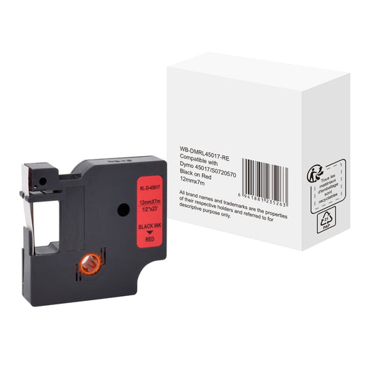 Schriftbandkassette DYMO S0720570 12 mm x 7 m (B x L) rot schwarz