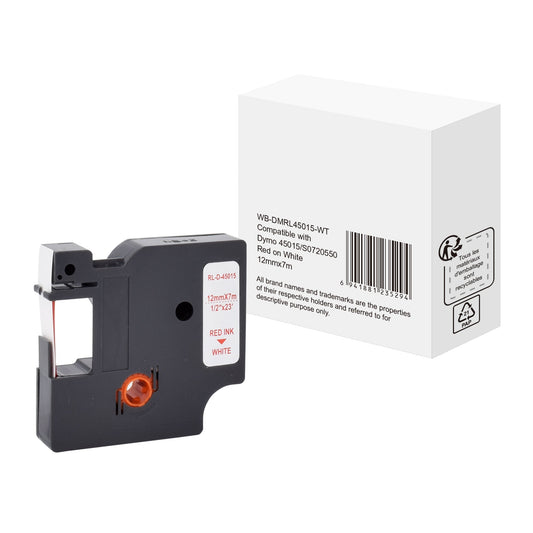Schriftbandkassette DYMO S0720550 12 mm x 7 m (B x L) weiß rot
