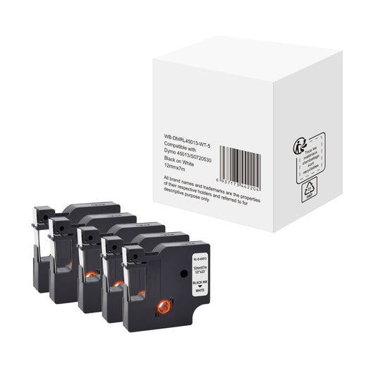 Schriftbandkassette DYMO S0720530 12 mm x 7 m (B x L) weiß schwarz 5 St./Pack.