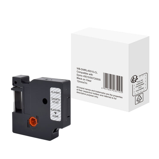 Schriftbandkassette DYMO S0720500 12 mm x 7 m (B x L) transparent schwarz