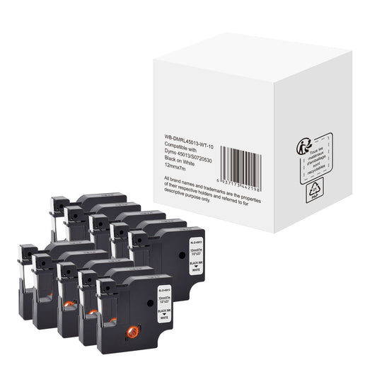Schriftbandkassette DYMO S0720530 12 mm x 8 m (B x L) weiß schwarz 10 St./Pack.