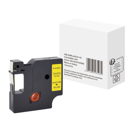 Schriftbandkassette DYMO S0720580 12 mm x 7 m (B x L) gelb schwarz