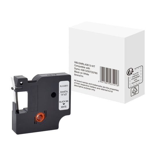 Schriftbandkassette DYMO S0720780 6 mm x 7 m (B x L) weiß schwarz