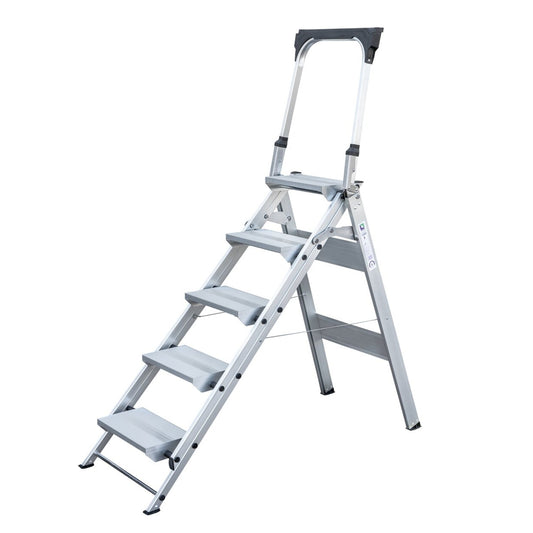 MUNK Trittleiter 59 x 172 x 139 cm (B x H x T) 150kg Aluminium alu 5 Stufen