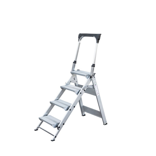 MUNK Trittleiter 57 x 148 x 110 cm (B x H x T) 150kg Aluminium alu 4 Stufen