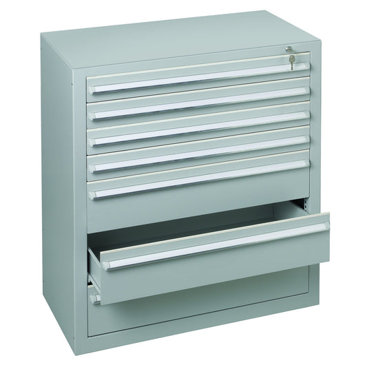 SCHULTE Schubladenschrank 1.000 x 1.100 x 500 mm (B x H x T) 7 Schubladen Stahl Farbe der Front: lichtgrau Farbe des Korpus: lichtgrau