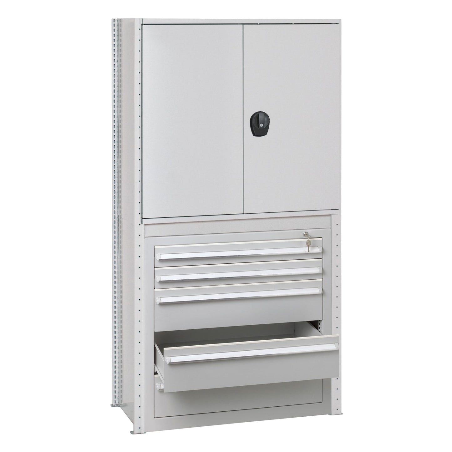 SCHULTE Regalschrank MULTIplus150 1.000 x 2.000 x 500mm (B x H x T) 3 Fachböden Flügeltür ohne Rollen Stahl, verzinkt silber