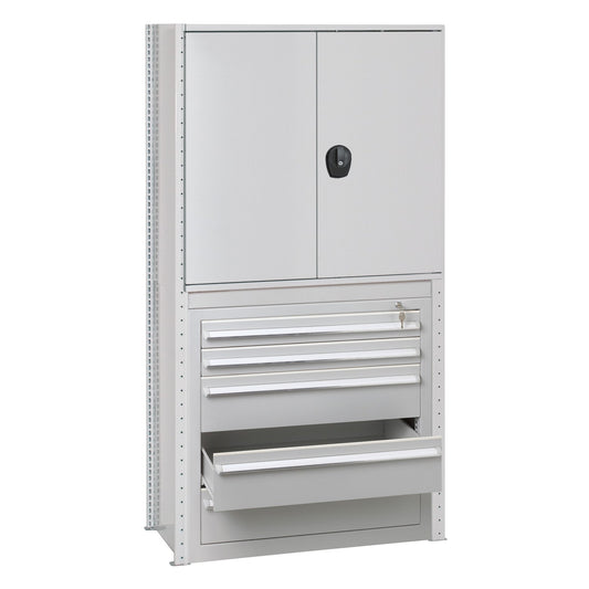 SCHULTE Regalschrank MULTIplus150 1.000 x 2.000 x 500mm (B x H x T) 3 Fachböden Flügeltür ohne Rollen Stahl, verzinkt silber