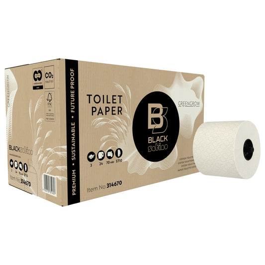 BlackSatino Toilettenpapier GreenGrow 3-lagig hellbeige 507 Bl./Rl. 24 Rl./Pack.