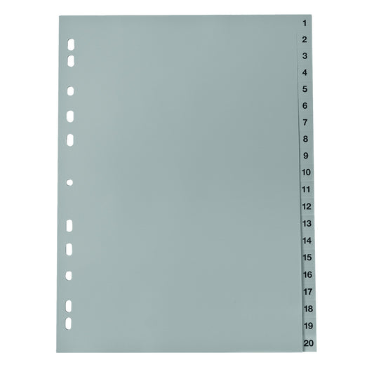 Zahlenregister DIN A4 1-20 Polypropylen grau