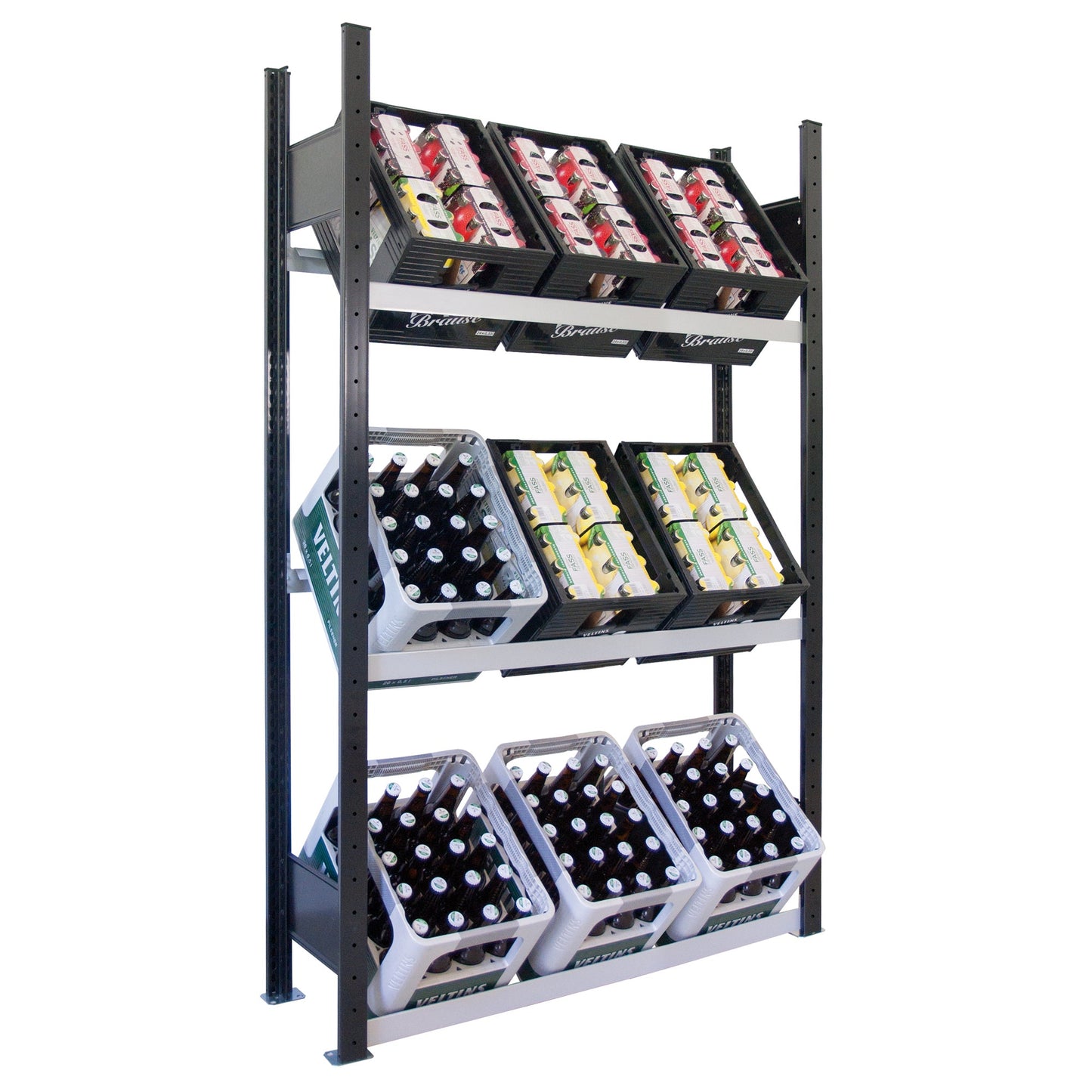 SCHULTE Getränkekistenregal 100 x 180 x 30 cm (B x H x T) 300kg Stahl schwarz/silber