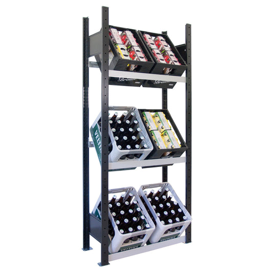 SCHULTE Getränkekistenregal 75 x 180 x 30 cm (B x H x T) 300kg Stahl schwarz/silber