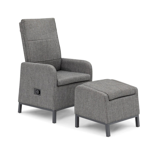 BEST Loungemöbel Riga 1 x Relax-Stuhl, 1 x Hocker Stuhl: 61 x 107 x 73, Hocker: 51 x 46,5 x 47,5 cm (B x H x T)