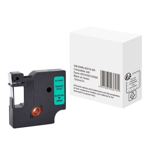 Schriftbandkassette DYMO S0720590 12 mm x 7 m (B x L) grün schwarz