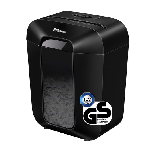 Fellowes® Aktenvernichter Powershred® LX45 P-4 Papier, Heftklammern, Büroklammern, Kreditkarten Partikelschnitt 8 Bl. schwarz