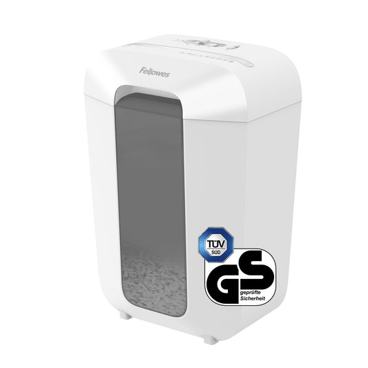 Fellowes® Aktenvernichter Powershred® LX70 P-4 Papier, Heftklammern, Büroklammern, Kreditkarten Partikelschnitt weiß