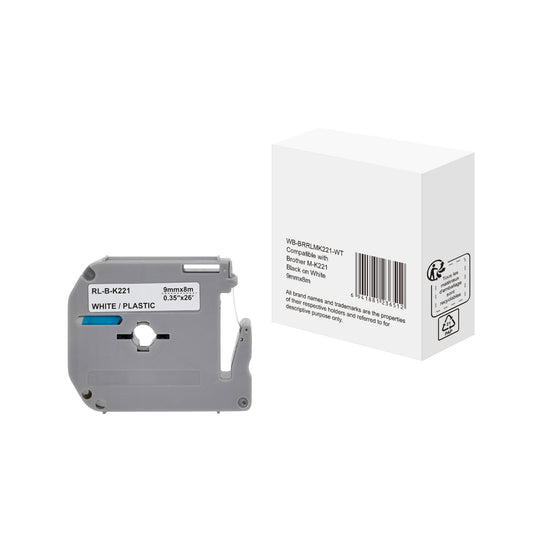 Schriftbandkassette Brother M-K221 9 mm x 8 m (B x L) weiß schwarz