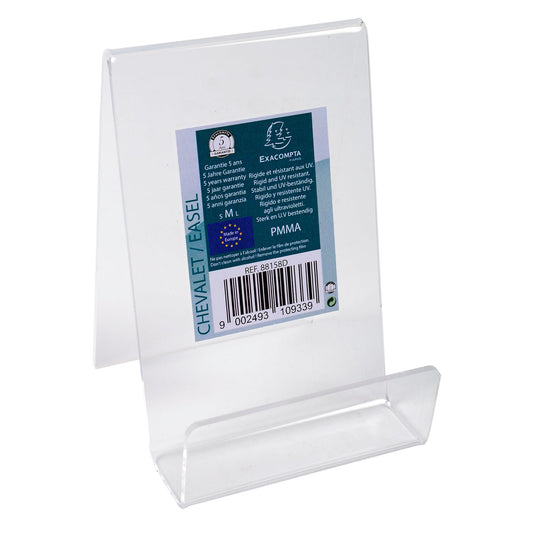 Exacompta Tischaufsteller Office Exacryl 10 x 10,4 x 7,5 cm (B x H x T) DIN A7 einseitig verwendbar Acryl kristall