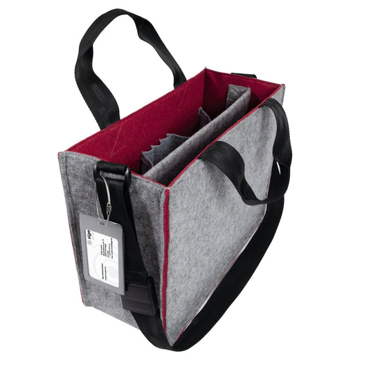 SIGEL Aufbewahrungstasche Desk Sharing Notebook, Handy, Projektunterlagen, Schreibgeräte, Headset, Trinkflasche 36 x 28 x 15 cm (B x H x T) Synthetik-Filz, 100 % recycelt grau/dunkelrot