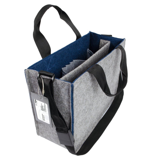 SIGEL Aufbewahrungstasche Desk Sharing Notebook, Handy, Projektunterlagen, Schreibgeräte, Headset, Trinkflasche 36 x 28 x 15 cm (B x H x T) Synthetik-Filz, 100 % recycelt grau/dunkelblau