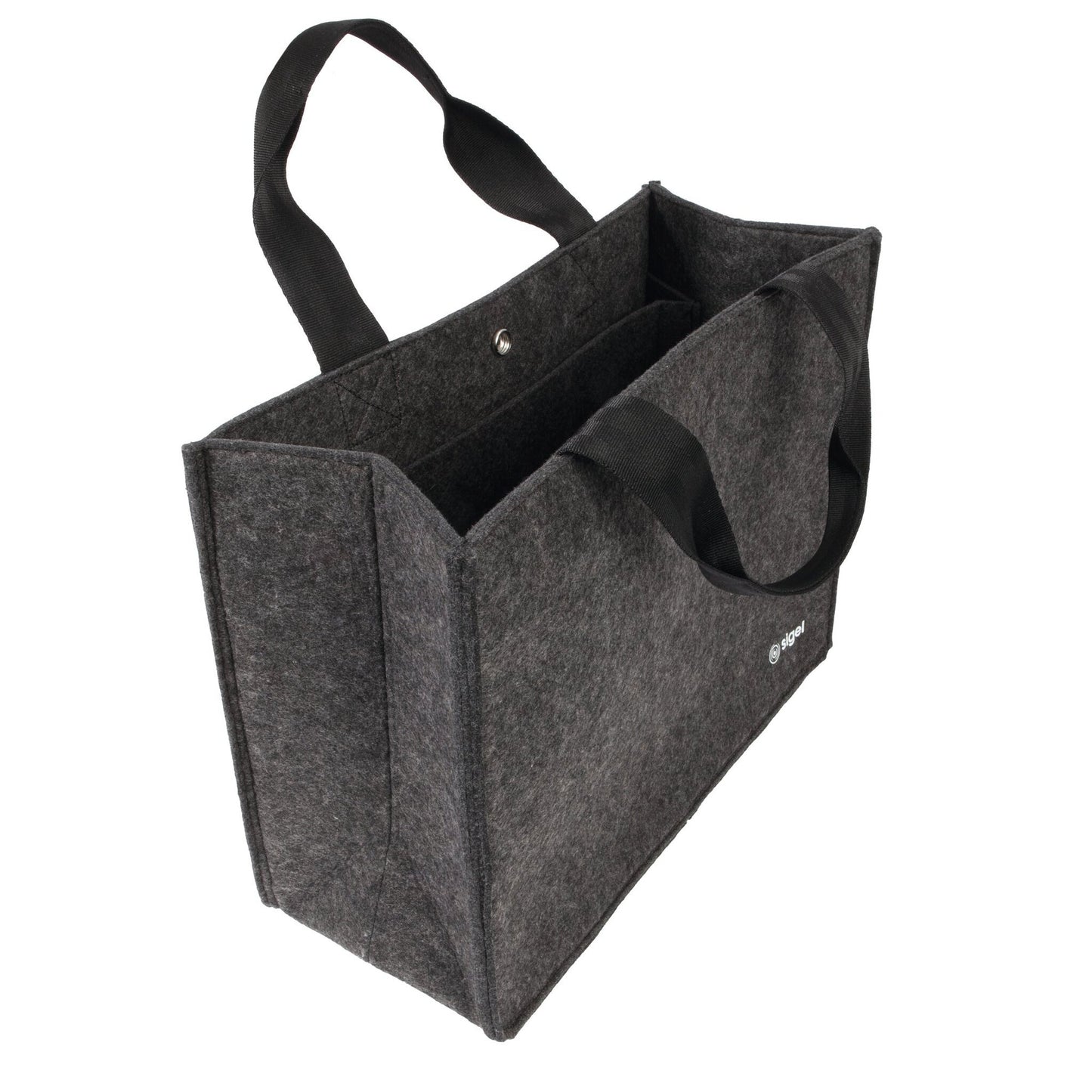 SIGEL Aufbewahrungstasche Desk Sharing Notebook, Handy, Projektunterlagen, Schreibgeräte, Headset, Trinkflasche 36 x 28 x 15 cm (B x H x T) Druckknopfverschluss Synthetik-Filz, 100 % recycelt dunkelgrau