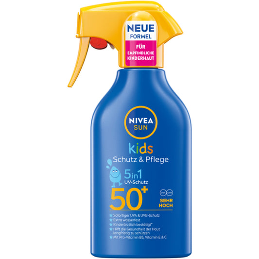 NIVEA SUN Sonnenschutzmittel Kids Schutz & Pflege 5 in 1 50+ wasserfest parfümiert Kunststoff, 98 % recycelt 0,2l