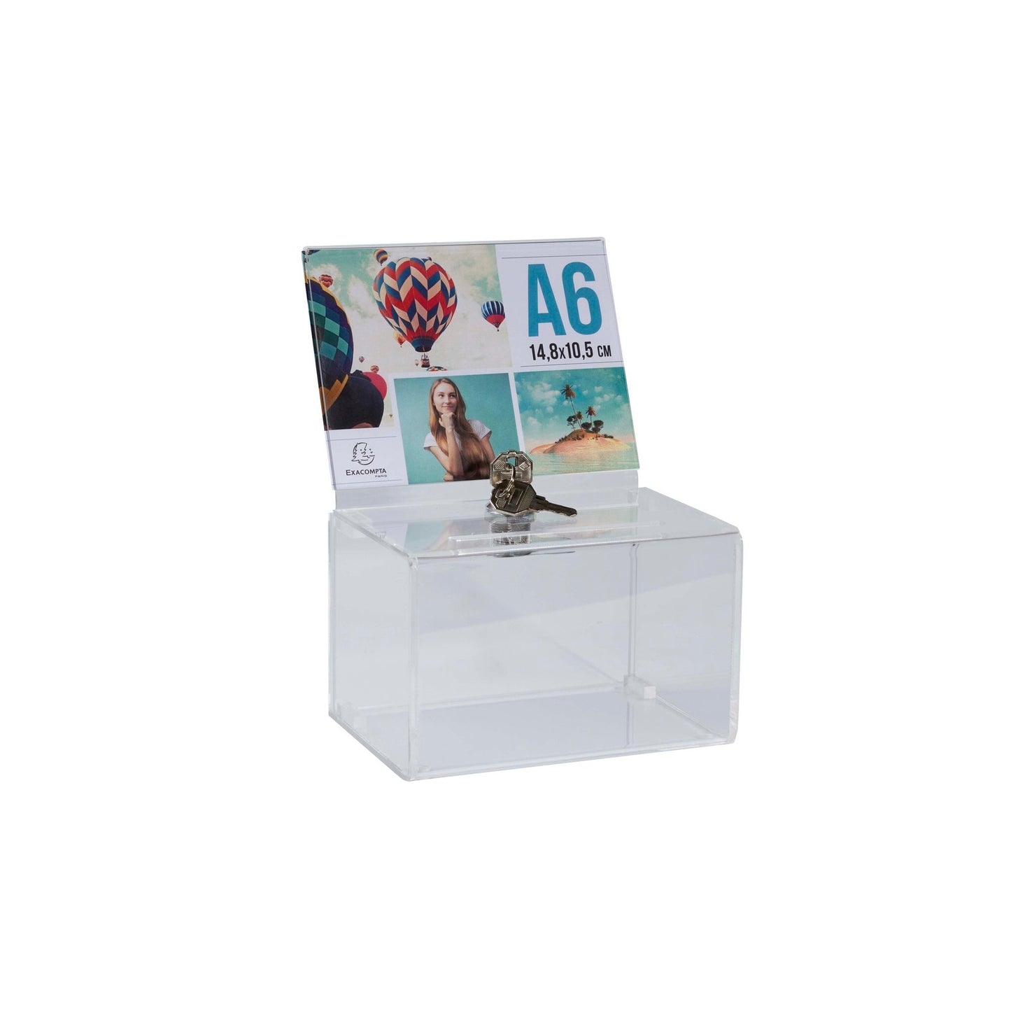 Exacompta Einwurfbox 15 x 11,5 x 14 cm (B x H x T) mit Schloss Acryl kristall
