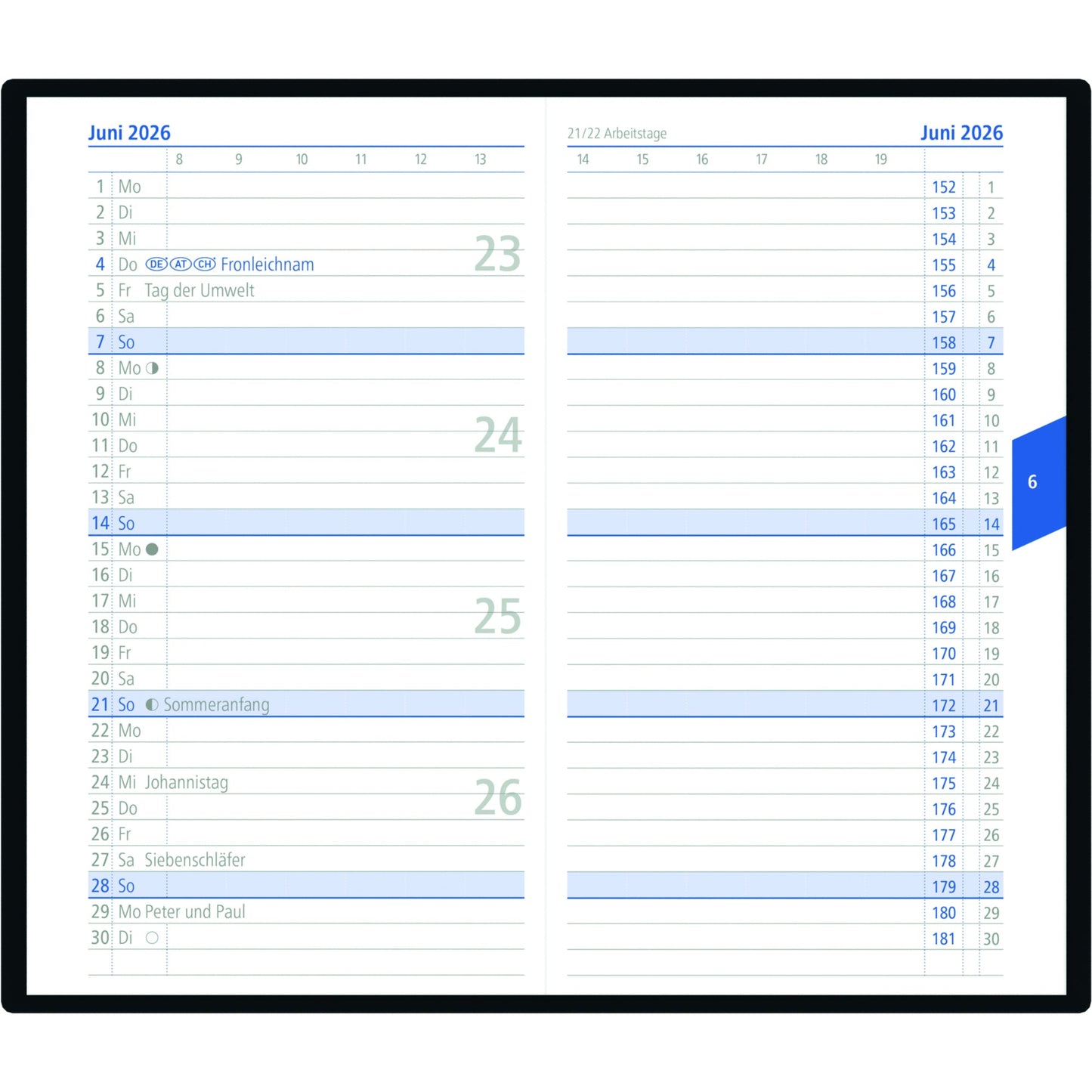 ZETTLER Taschenkalender 2026 50g/m² farbig sortiert (freie Farbauswahl nicht möglich)