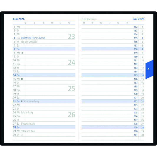 ZETTLER Taschenkalender 2026 50g/m² farbig sortiert (freie Farbauswahl nicht möglich)