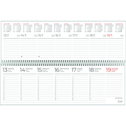 ZETTLER Querkalender 2026 1 Woche/2 Seiten Karton blau