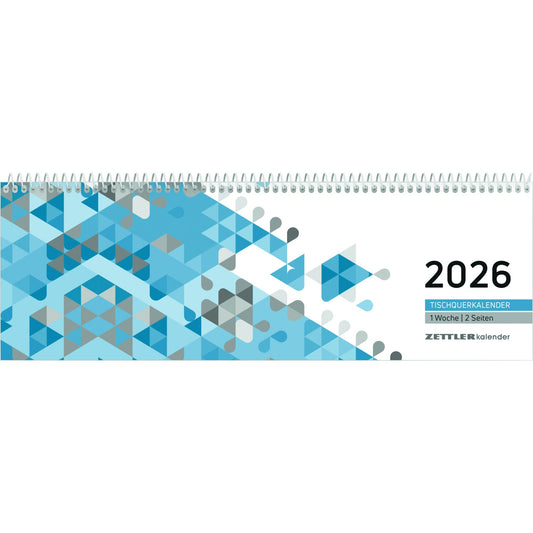 ZETTLER Querkalender 2026 1 Woche/2 Seiten Karton blau