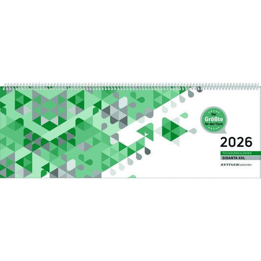 ZETTLER Querkalender Giganta 2026 1 Woche/2 Seiten Karton grün