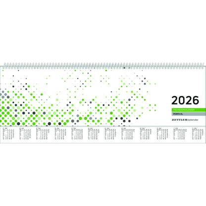 ZETTLER Querkalender 2026 1 Woche/2 Seiten Karton grün