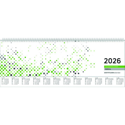ZETTLER Querkalender 2026 1 Woche/2 Seiten Karton grün