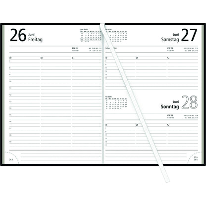 ZETTLER Buchkalender 2026 14,5 x 21 cm (B x H) 1 Tag/1 Seite, Sa/So 1 Seite Kunststoff, wattiert schwarz