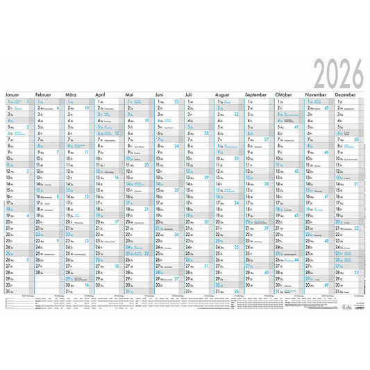 ZETTLER Plakatkalender 2026 100 x 70 cm (B x H) 12 Monate/1 Seite Karton 5 St./Pack.