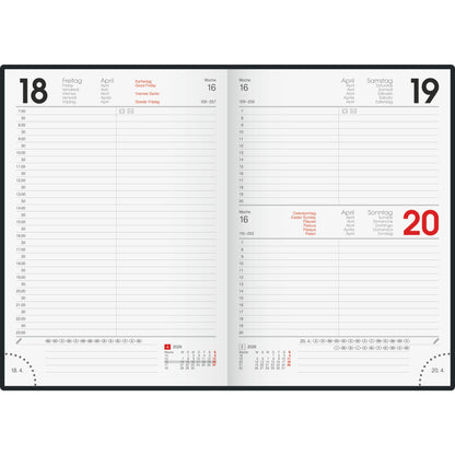 BRUNNEN Buchkalender 795 2026 14,5 x 20,6 cm (B x H) 1 Tag/1 Seite, Sa/So 1 Seite Miradur blau