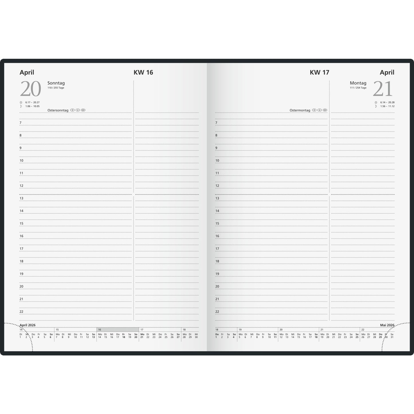 rido/idé Buchkalender Chefplaner 2026 14,5 x 20,6 cm (B x H) 1 Tag/1 Seite Miradur schwarz