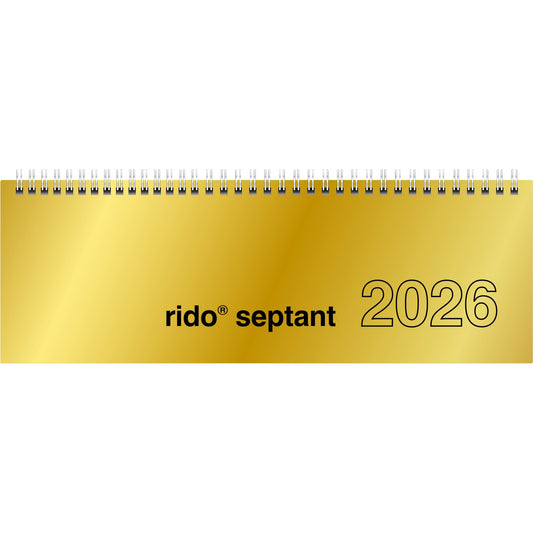 rido/idé Querkalender septant 2026 1 Woche/2 Seiten Glanzkarton gold
