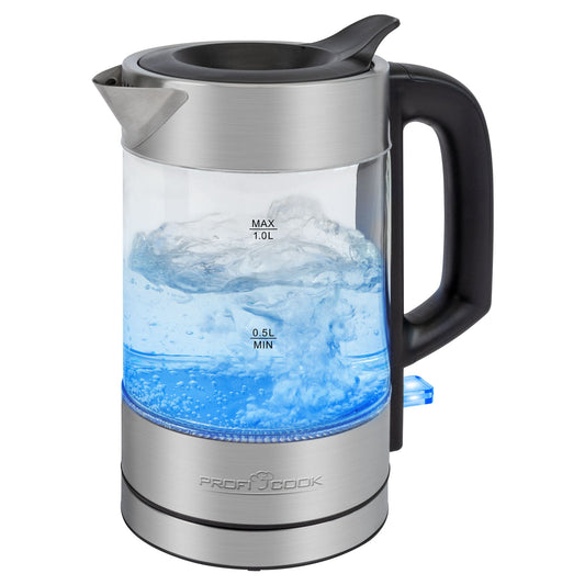 ProfiCook Wasserkocher PC-WKS 1229 G 1l Edelstahl edelstahl/schwarz