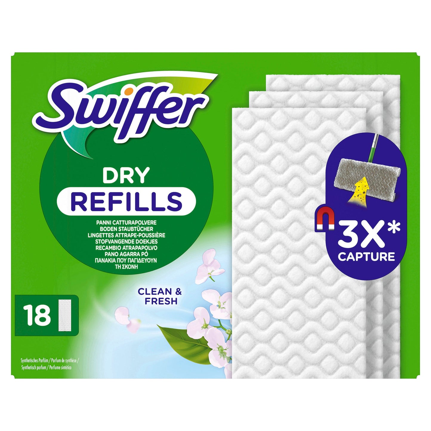 Swiffer Bodenreinigungstuch Nachfüllpack Swiffer Bodenwischer 21 x 26,5 cm (B x L) Zellstoff weiß