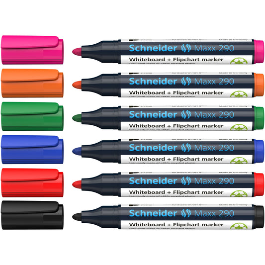 Schneider Whiteboard-/Flipchartmarker Maxx 290 2-3mm farbig sortiert Rundspitze 6 St./Pack.