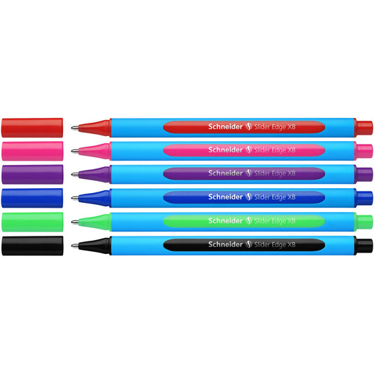 Schneider Kugelschreiber Slider Edge 0,7mm XB rot, pink, violett, blau, hellgrün, schwarz Mine nicht auswechselbar Schaftfarbe: rot, pink, violett, blau, hellgrün, schwarz 6 St./Pack.