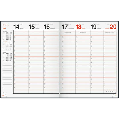 rido/idé Buchkalender magnum 2026 18,3 x 24 cm (B x H) 1 Woche/2 Seiten Schaumfolie schwarz