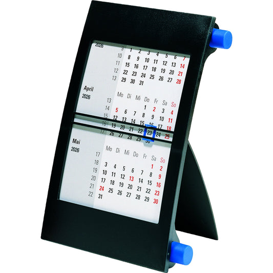 rido/idé Tischkalender 2026 3 sichtbare Monatsblöcke schwarz/blau