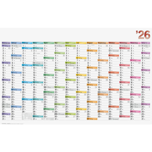BRUNNEN Plakatkalender 2026 106 x 66,6 cm (B x H) 14 Monate/1 Seite