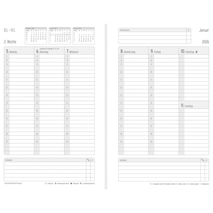Chronoplan Buchkalender Black Edition 2026 DIN A5 1 Woche/2 Seiten Karton, folienlaminiert schwarz