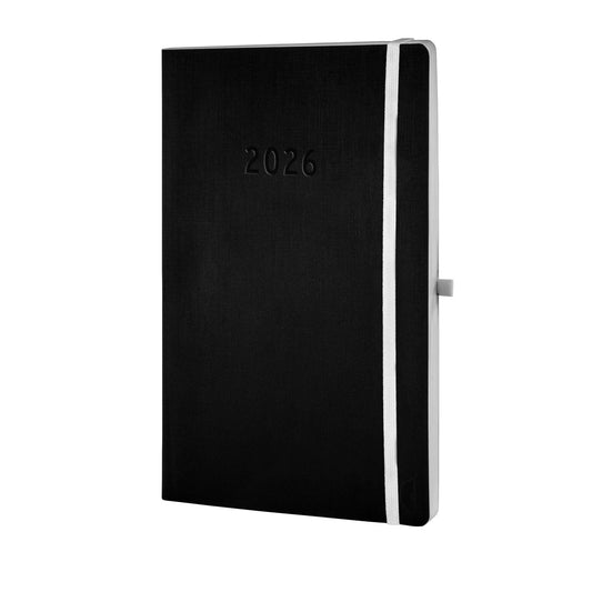Chronoplan Buchkalender Black Edition 2026 DIN A5 1 Woche/2 Seiten Karton, folienlaminiert schwarz